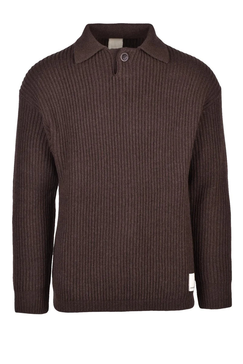 Ribbed Knit Brown Sweater