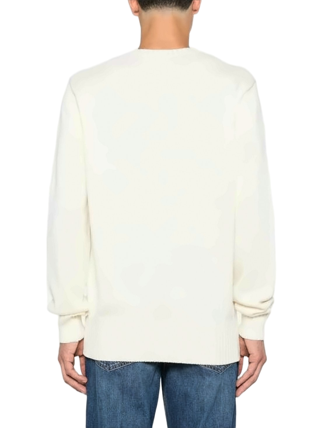 Relaxed Fit White Cotton Sweater