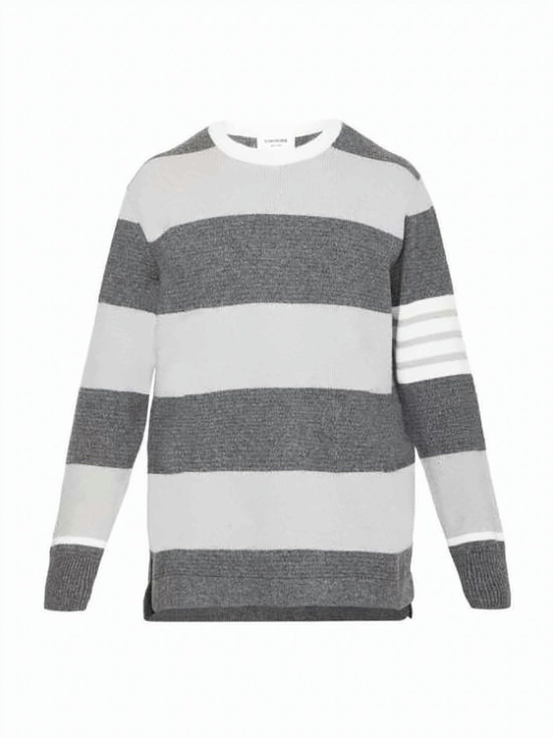 Wool Sweater with Striking Horizontal Stripe Detail
