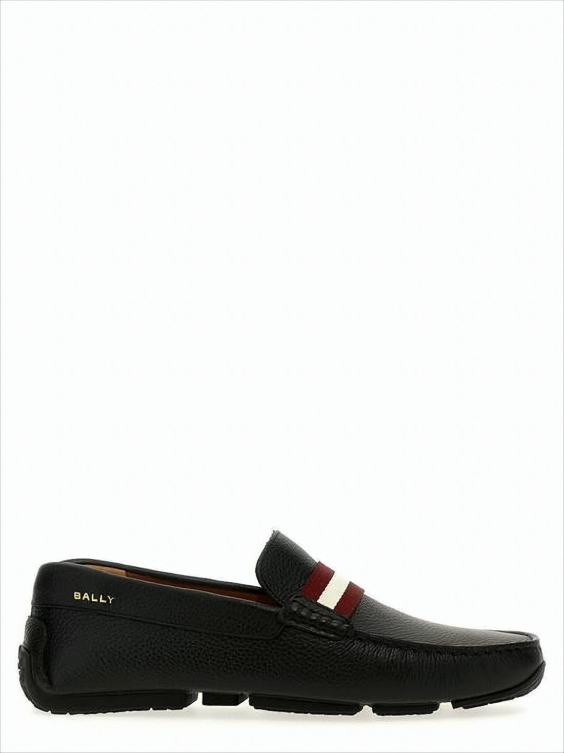 Textured Black Leather Loafers