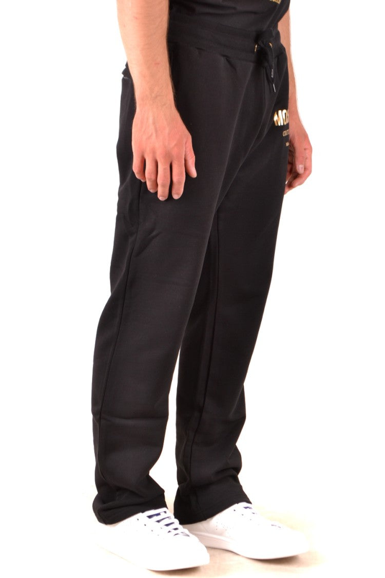 Black Cotton Trousers With Drawstring Waistband