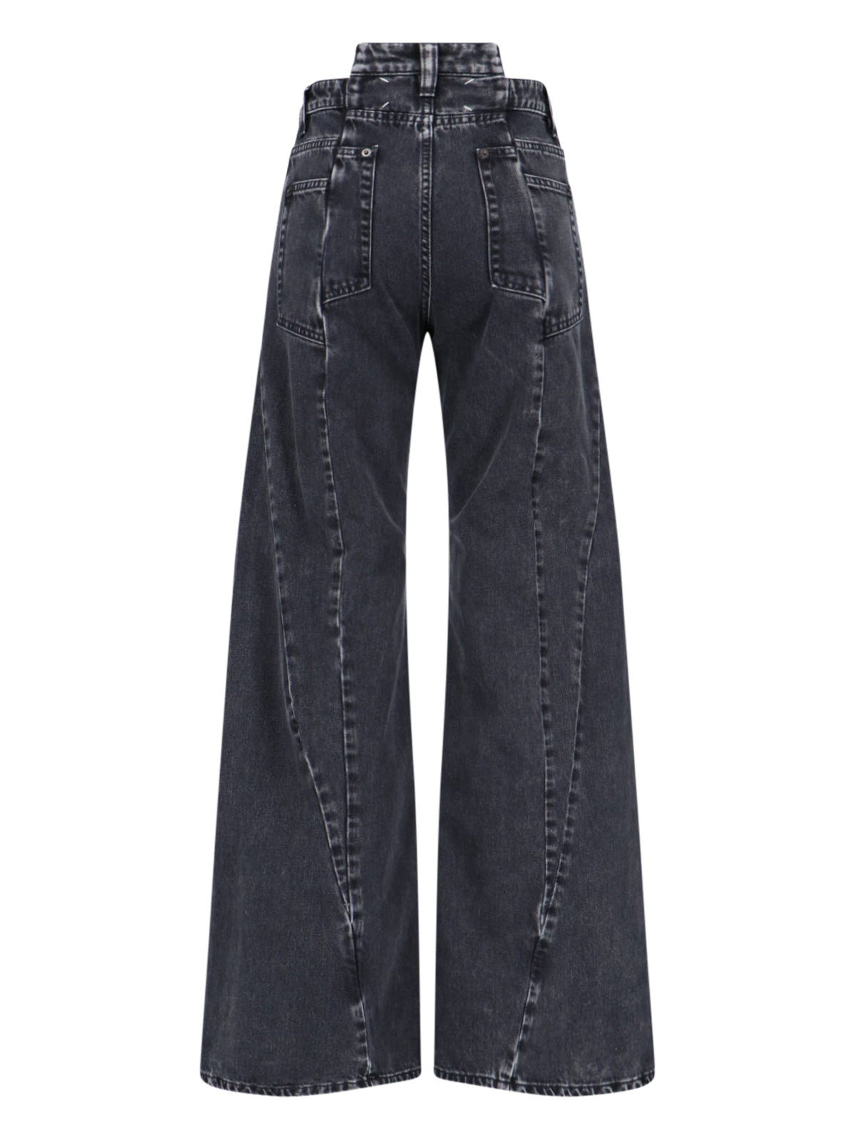 "Décortiqué" Palazzo Jeans, In Black Denim
