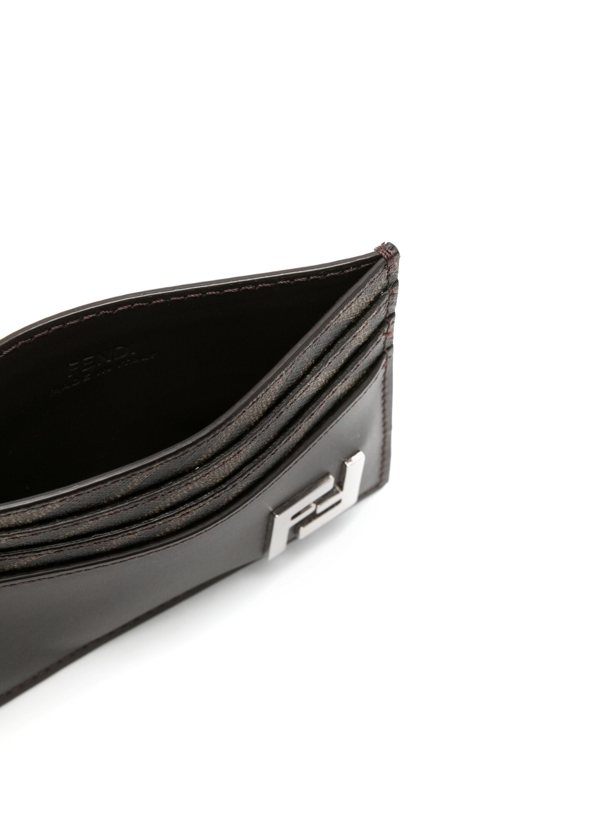 Squared FF Motif Leather Canvas Card Case