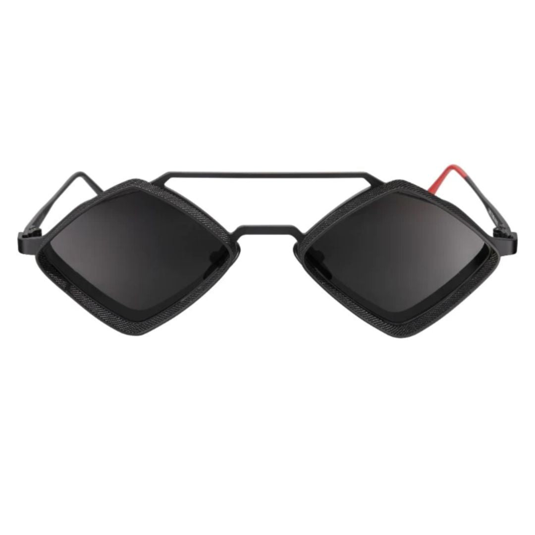 J-1 Geometric Square Lens Sunglasses with Textured Frame
