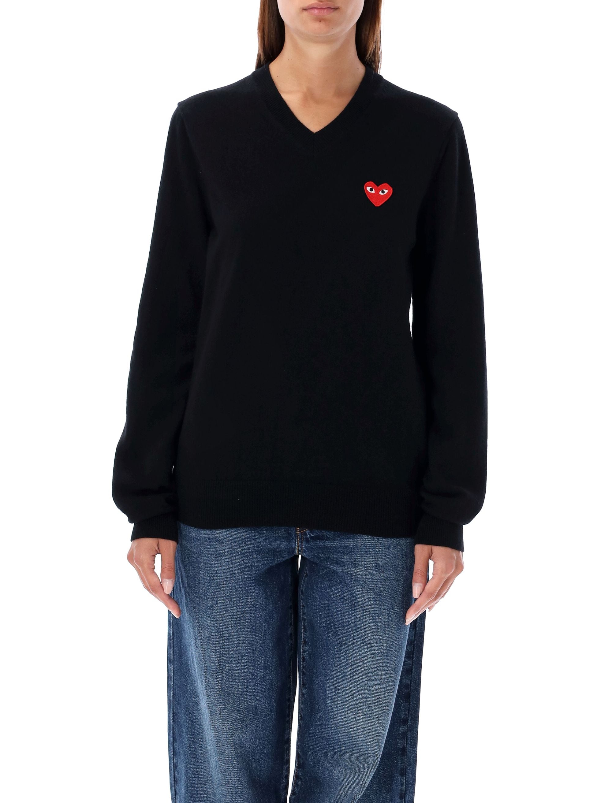 Red Heart Patch V-Neck