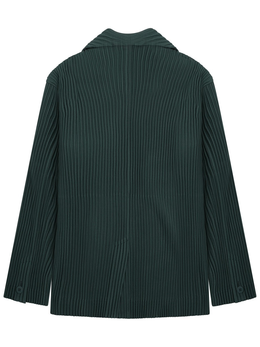 Textured Pleated Jacket With Classic Lapel