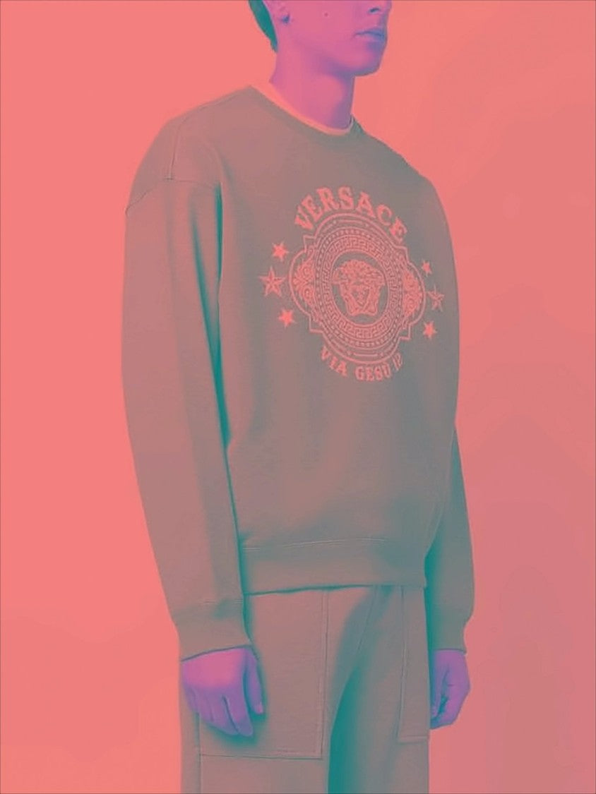 Cotton Long-Sleeve Sweatshirt with Graphic Emblem