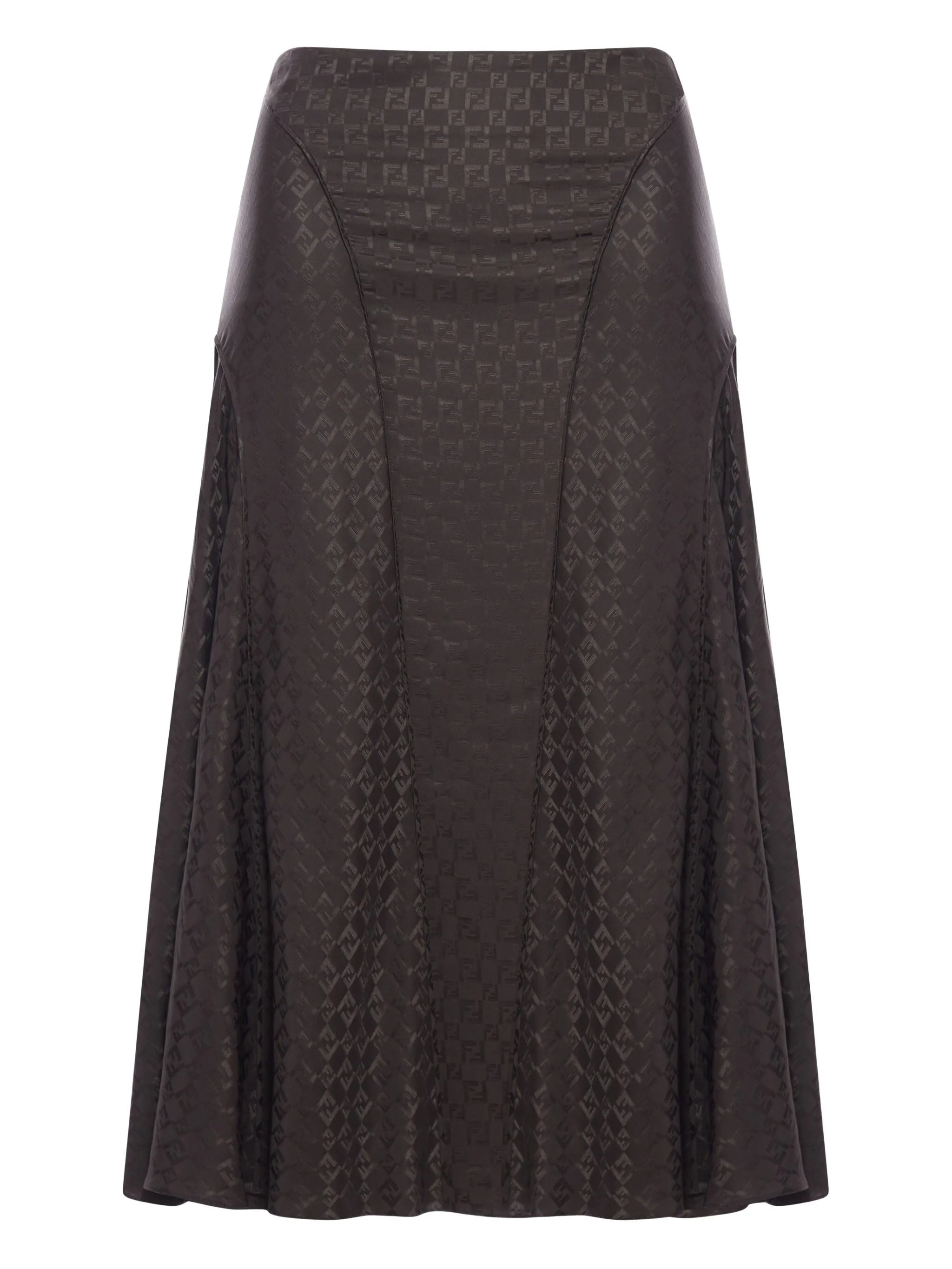Chess FF Brown Flared Checkerboard Skirt