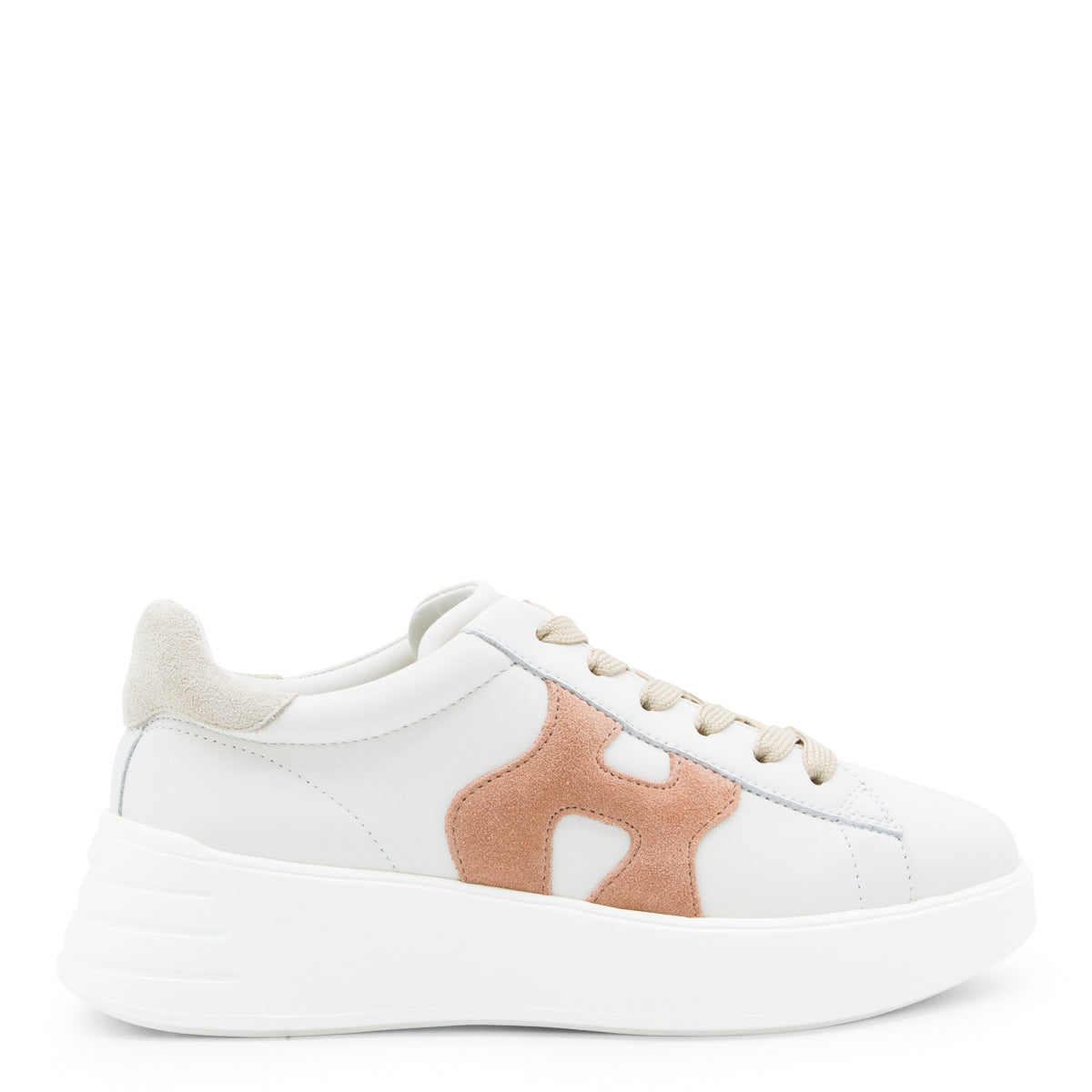 White Leather Sneakers with Suede Accent