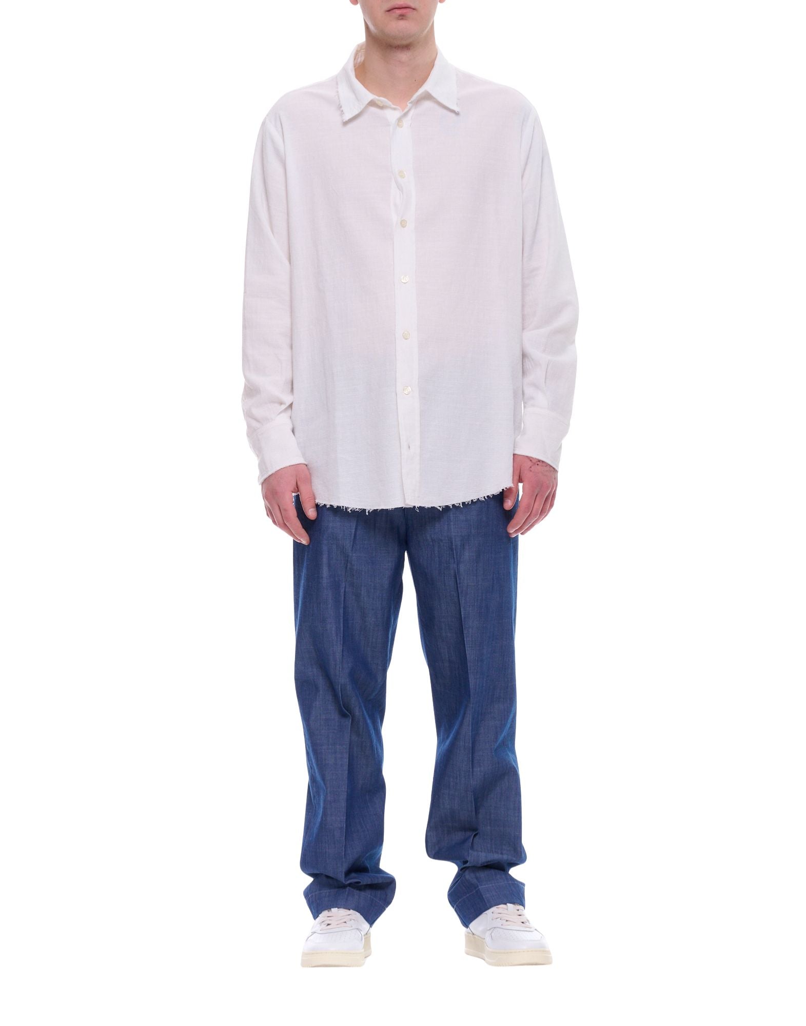Straight Fit Pleated Trousers With Turn Up