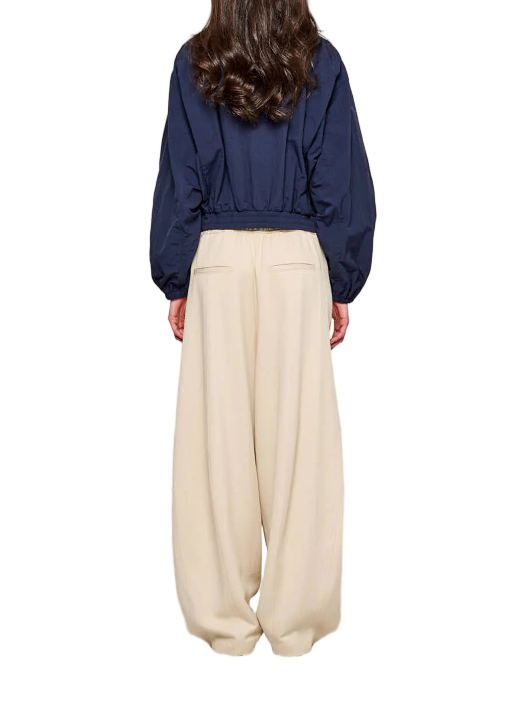 Cropped Bomber Jacket with Zippered Pockets