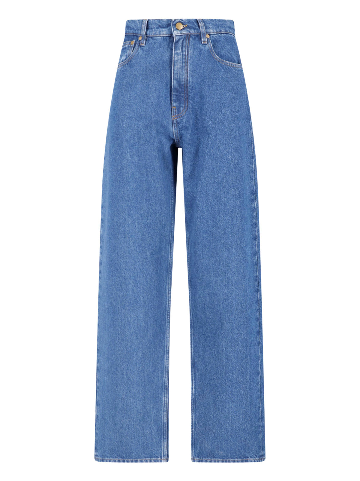 Blue Mid-Rise Straight-Leg Denim Jeans