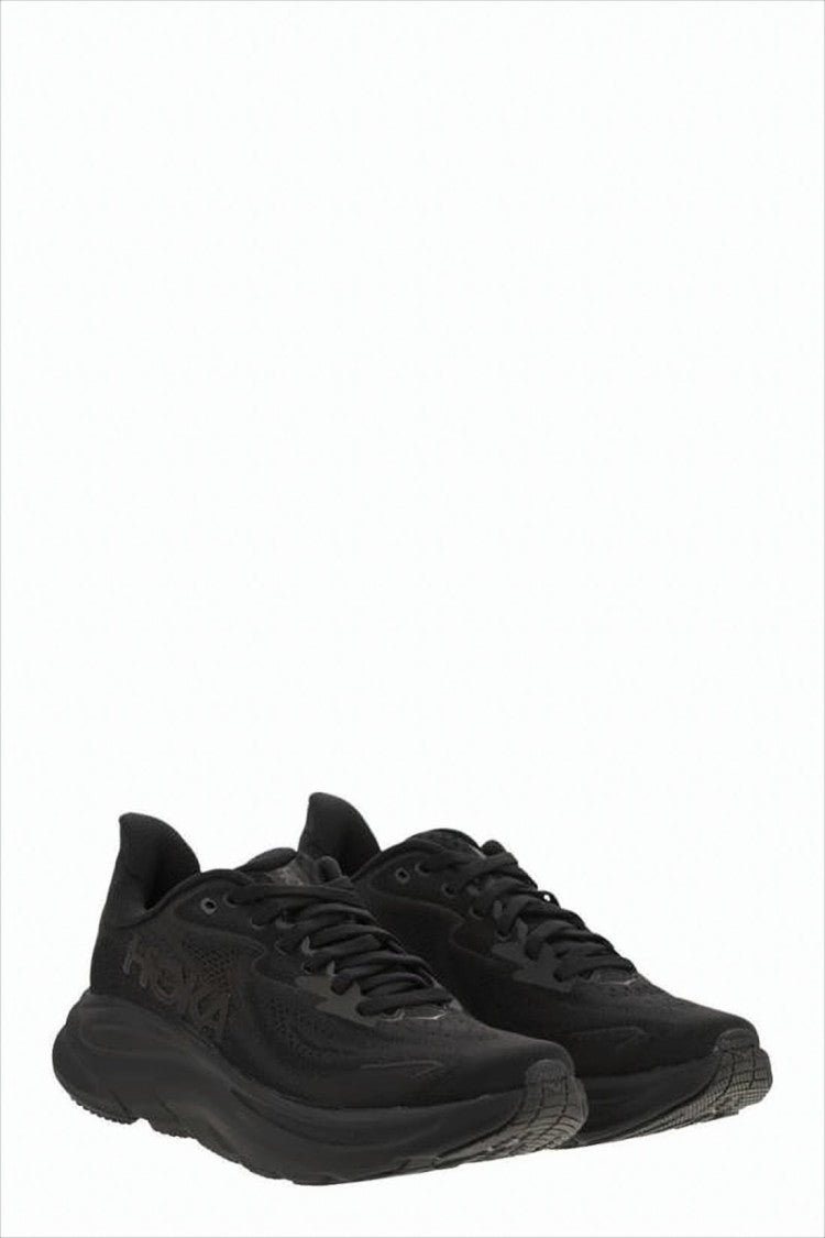 All-Black Breathable Mesh Sneakers with Cushioned Rubber Sole