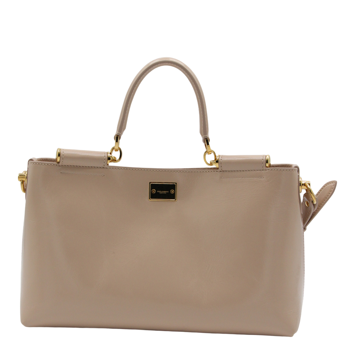 Rectangular Handbag in Smooth Nude Leather