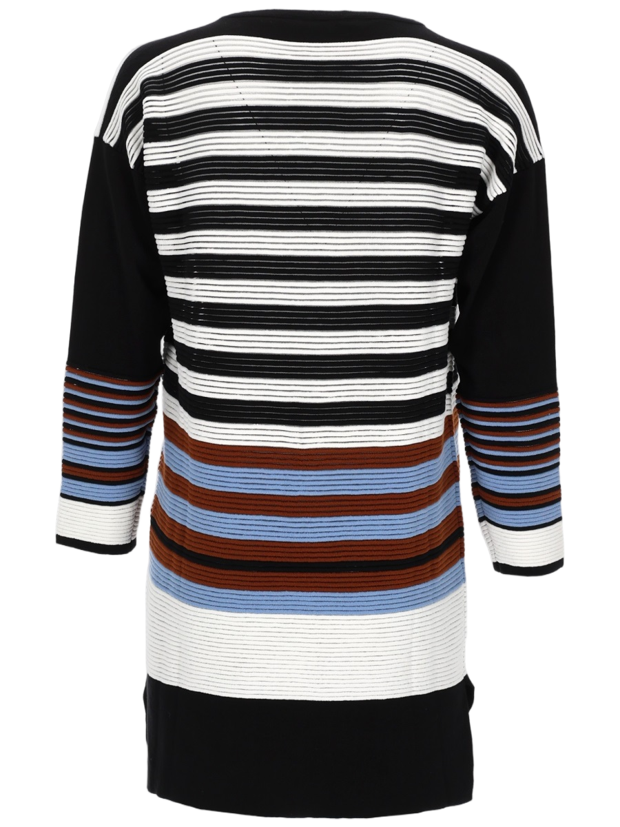 V-Neck Cardigan with Striped Design and Relaxed Fit