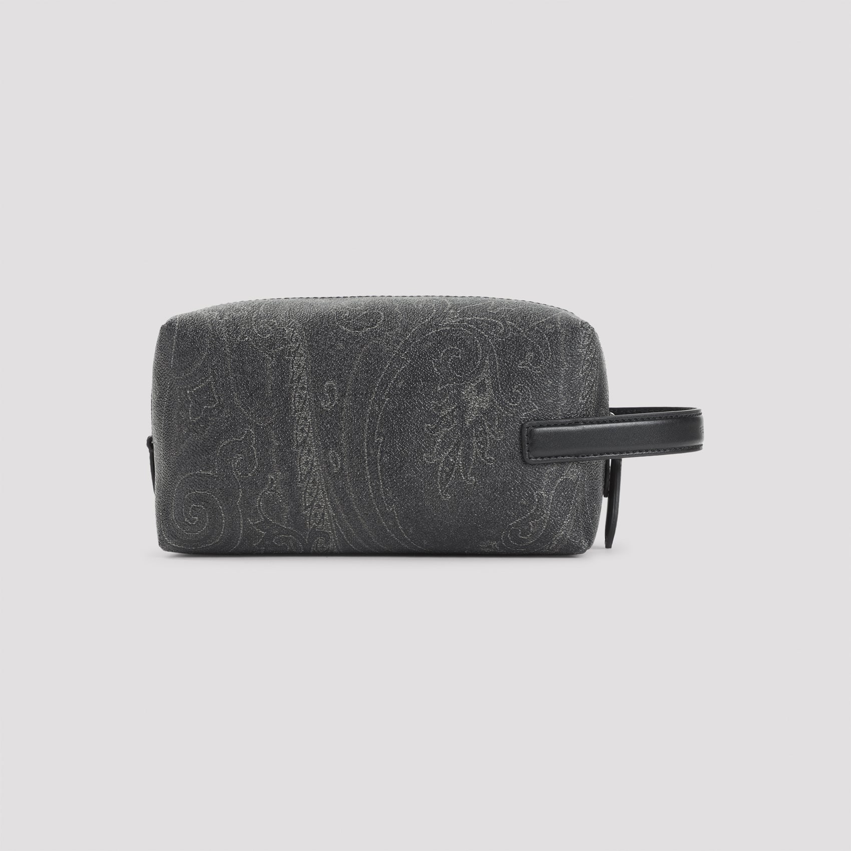 Rectangular Grey Cotton Blend Clutch with Paisley Pattern