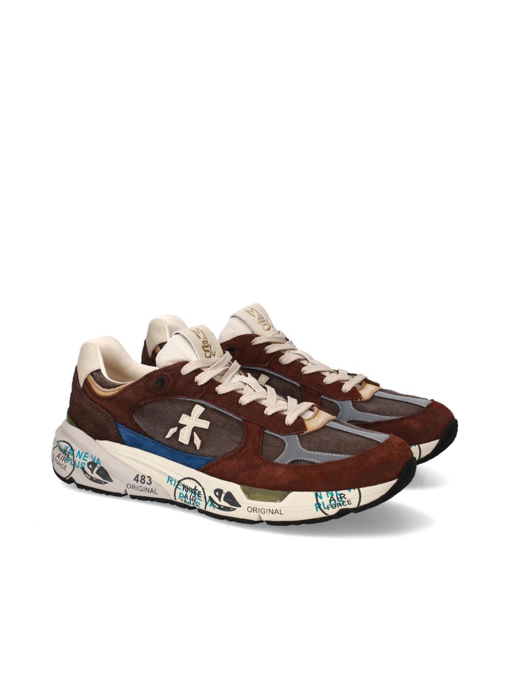 Mesh And Suede Lace-Up Sneakers