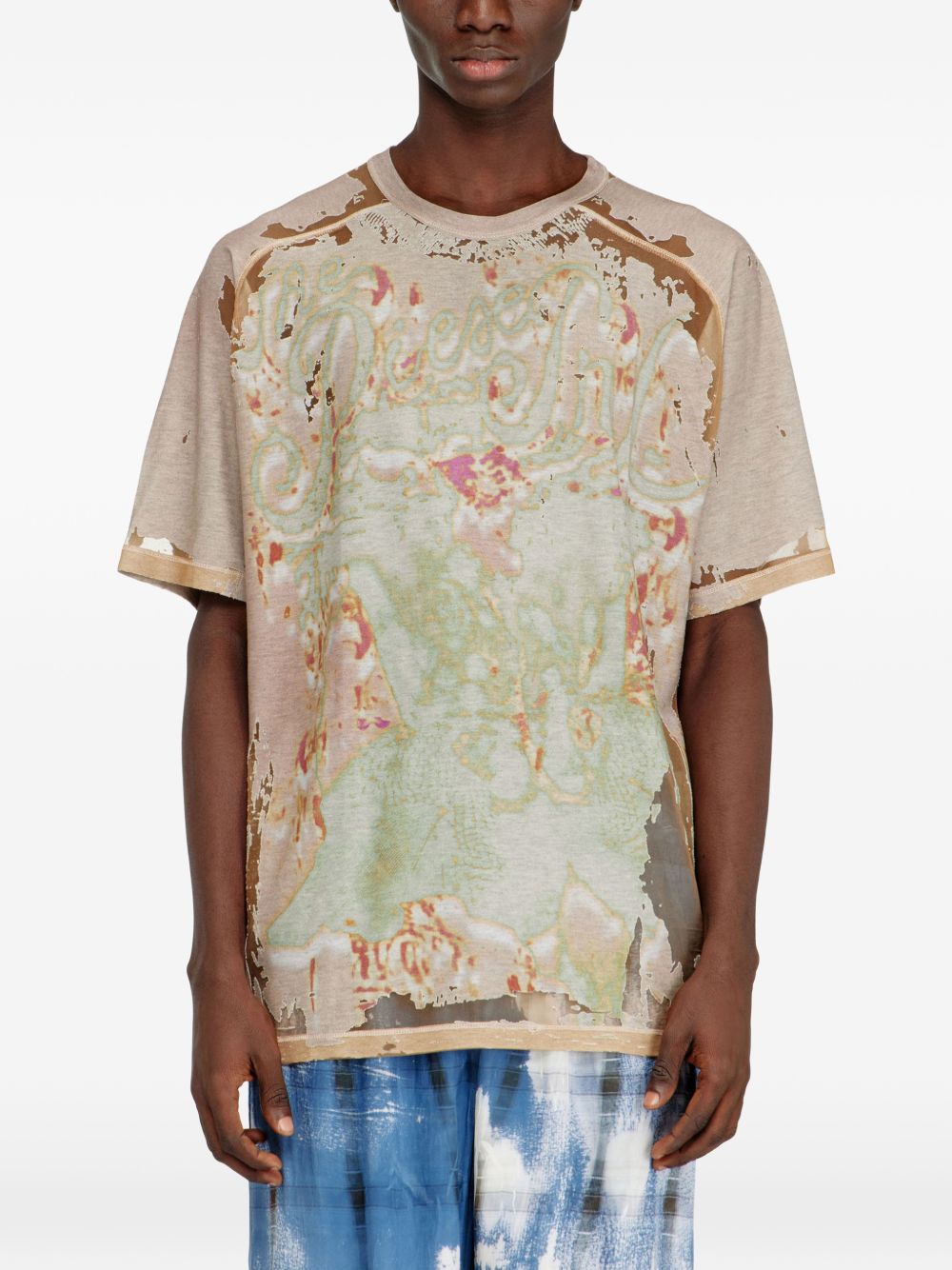Distressed Abstract Print T-Shirt