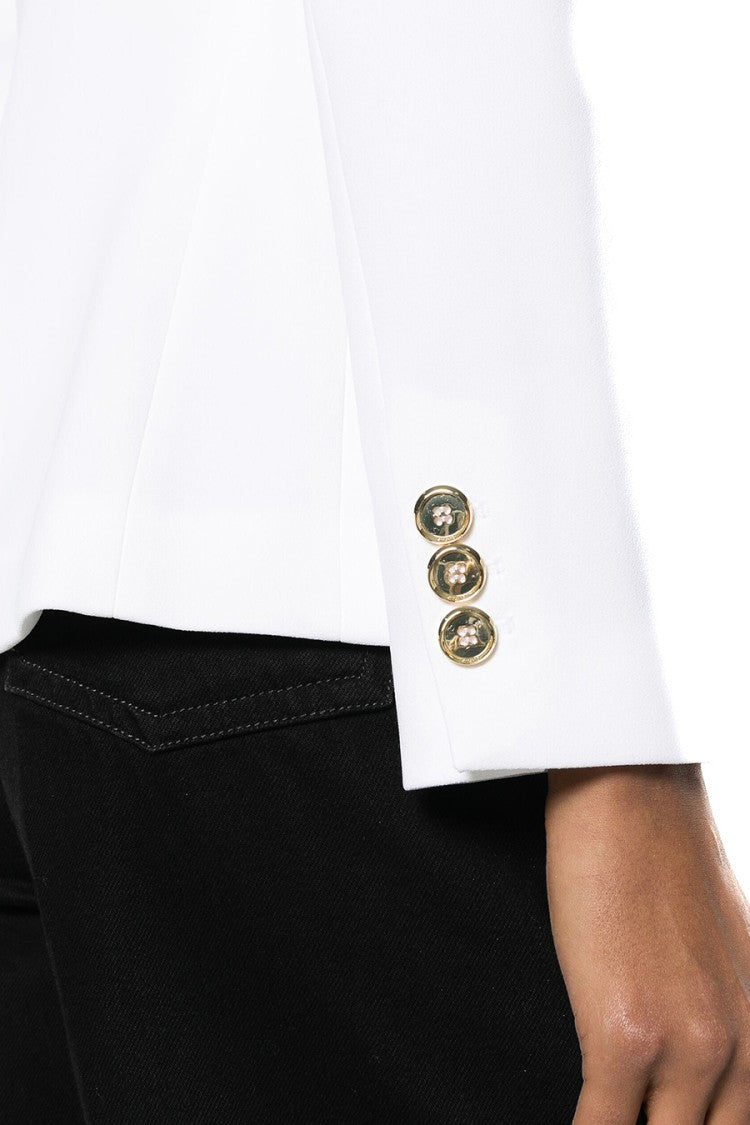 Double-Breasted Blazer With Gold Button Accents And Tailored Fit