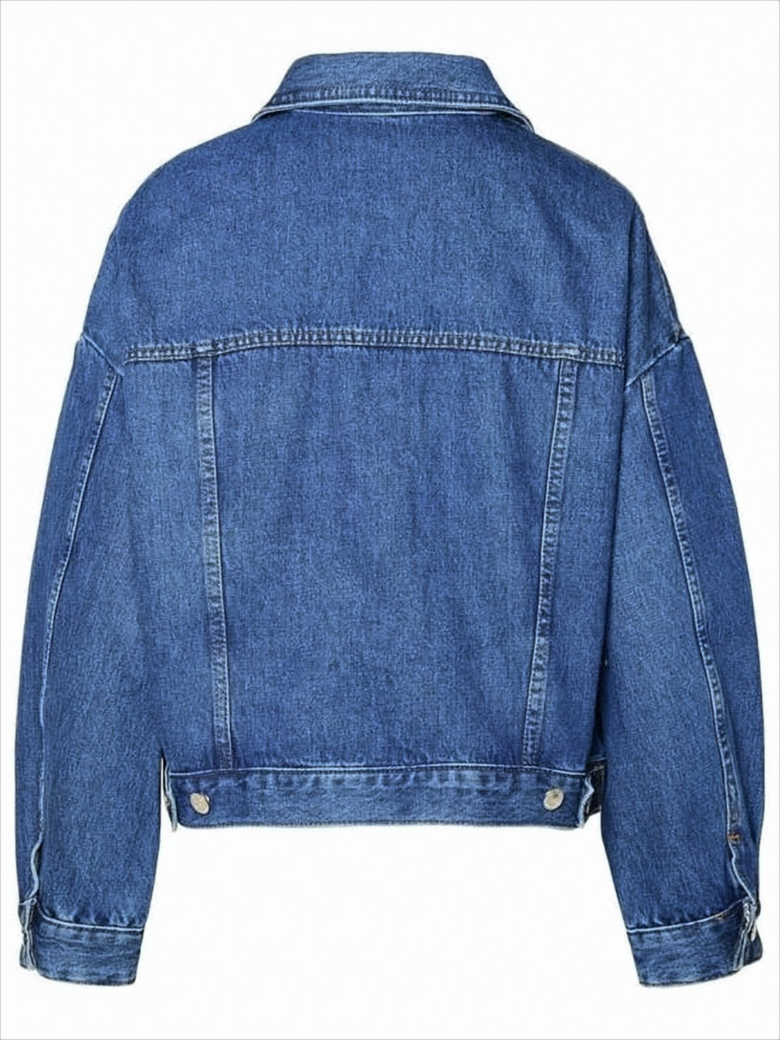 Cropped Denim Jacket with Buttoned Front