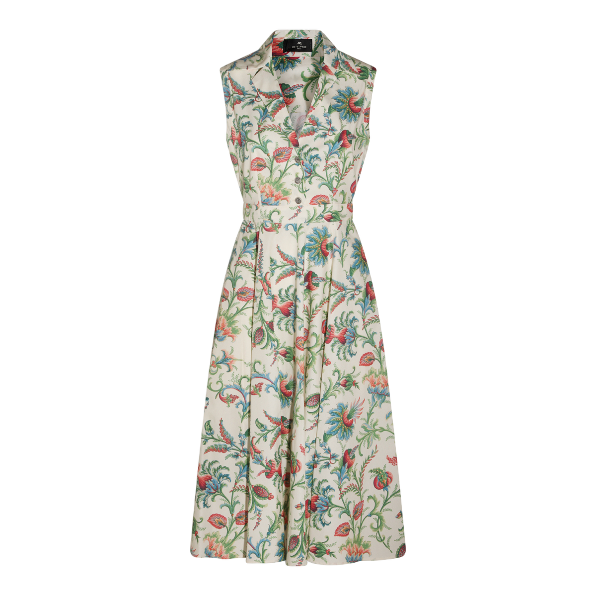 Floral Midi Dress with Collared Neckline