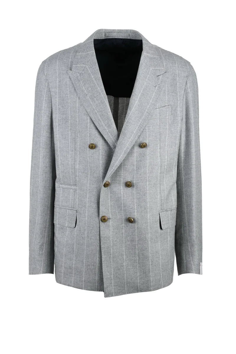 Double-Breasted Jacket Wool Silk Cashmere - Grey