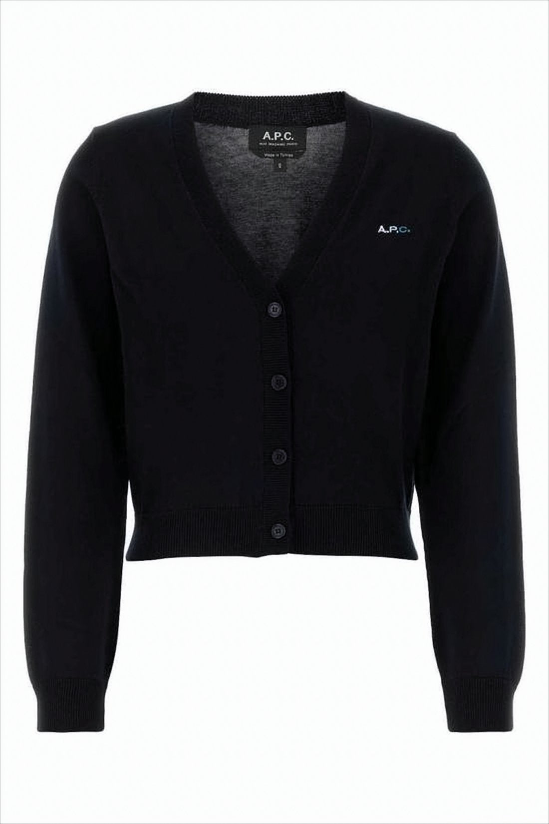 Cropped Black Cardigan with Deep V-Neckline