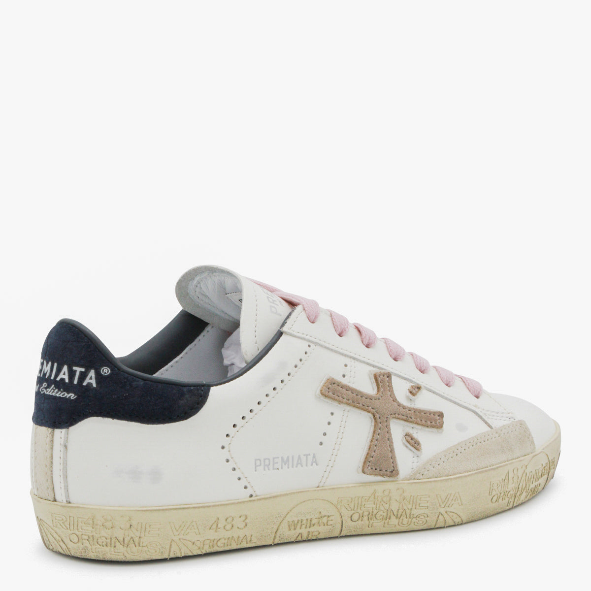 Low-Top Sneakers with Beige Suede Accents