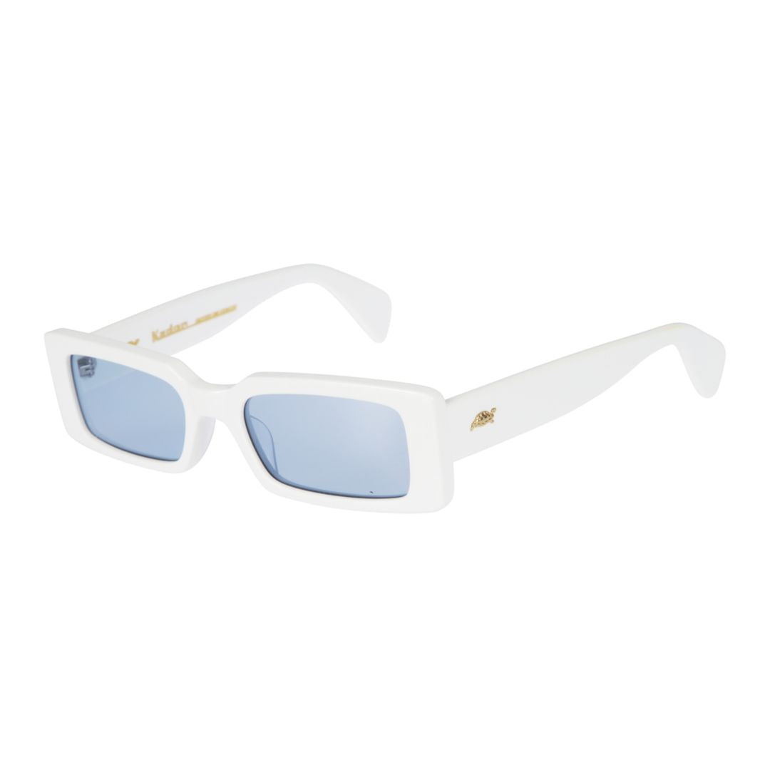 Pin-Up Bold Rectangular Sunglasses with Glossy White Frame