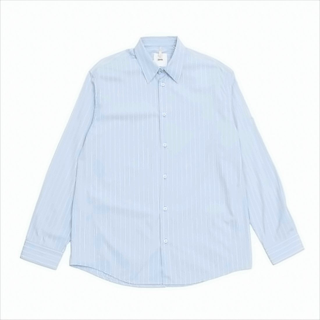 Long-Sleeve Button-Up Shirt with Vertical Pinstripes