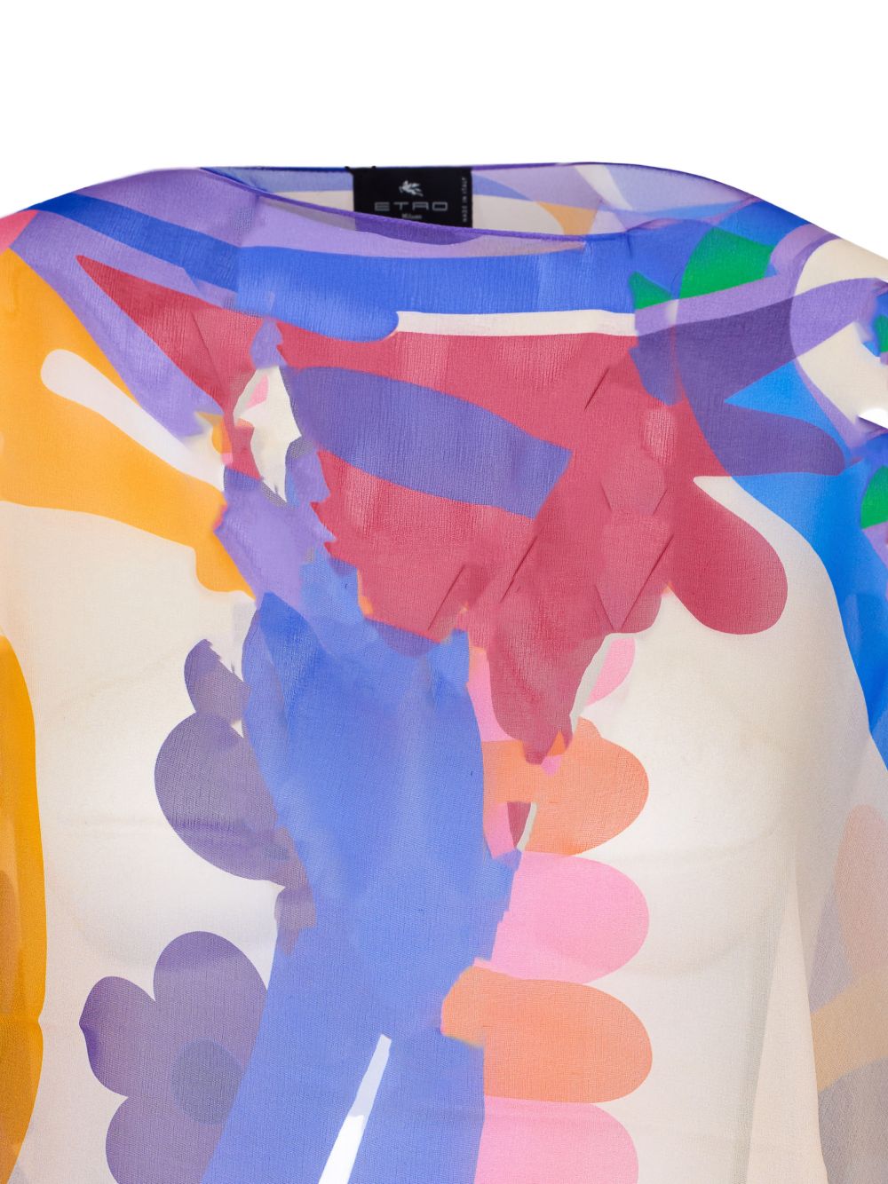 Asymmetrical Silk Jacket With Multicolor Paisley Print