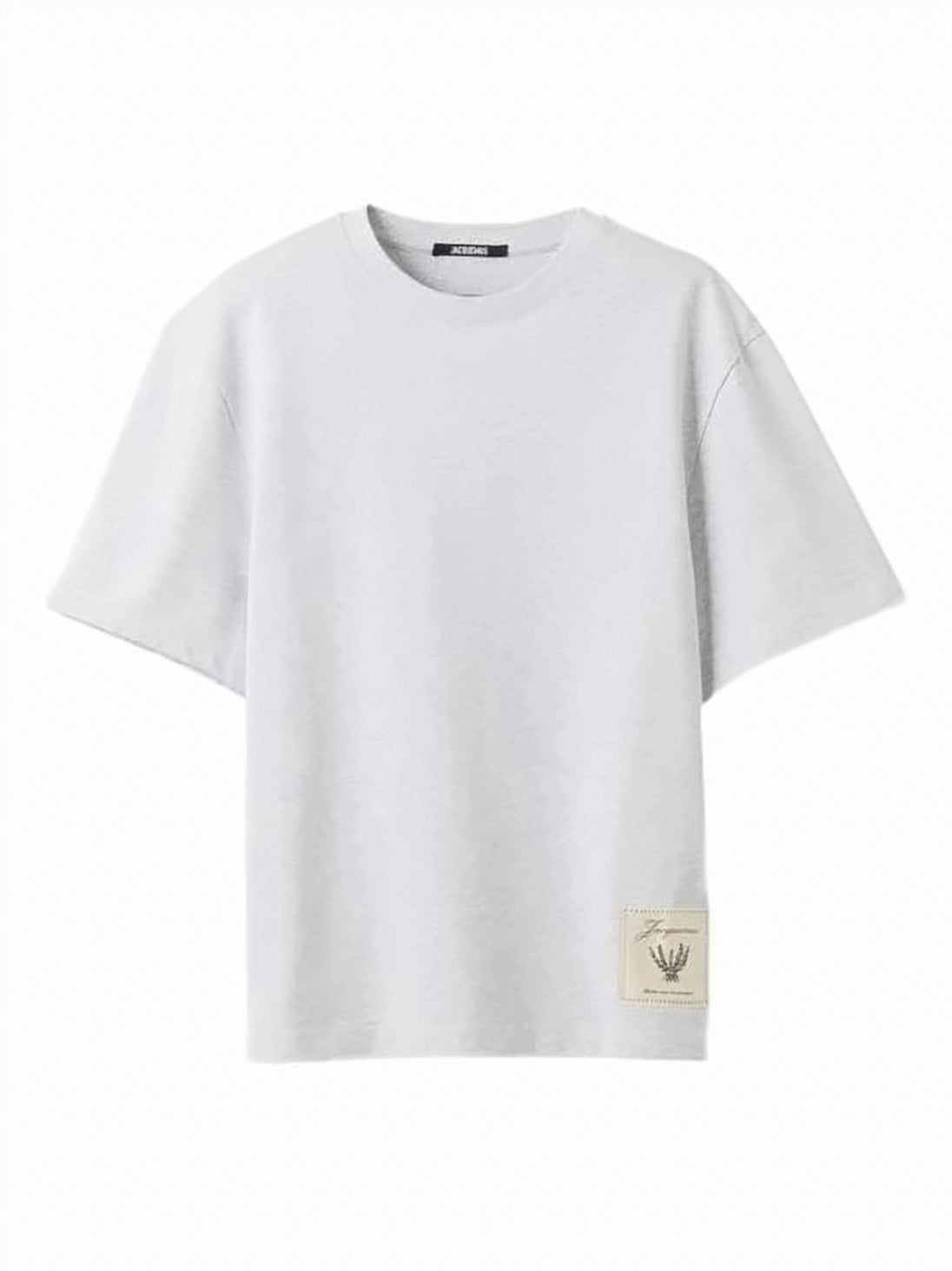 Light Grey Cotton T-Shirt with Embroidered Patch