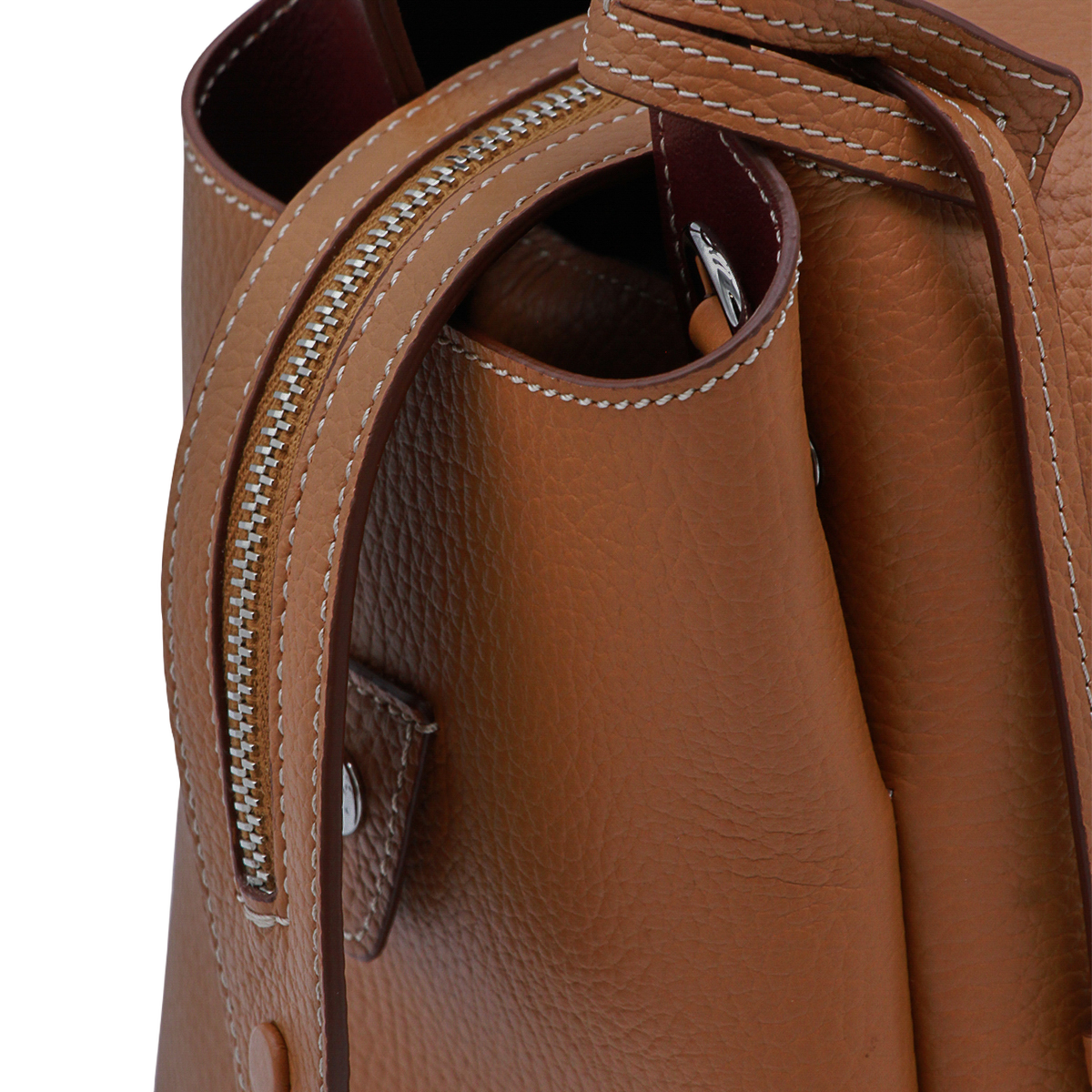 Textured Leather Structured Handbag