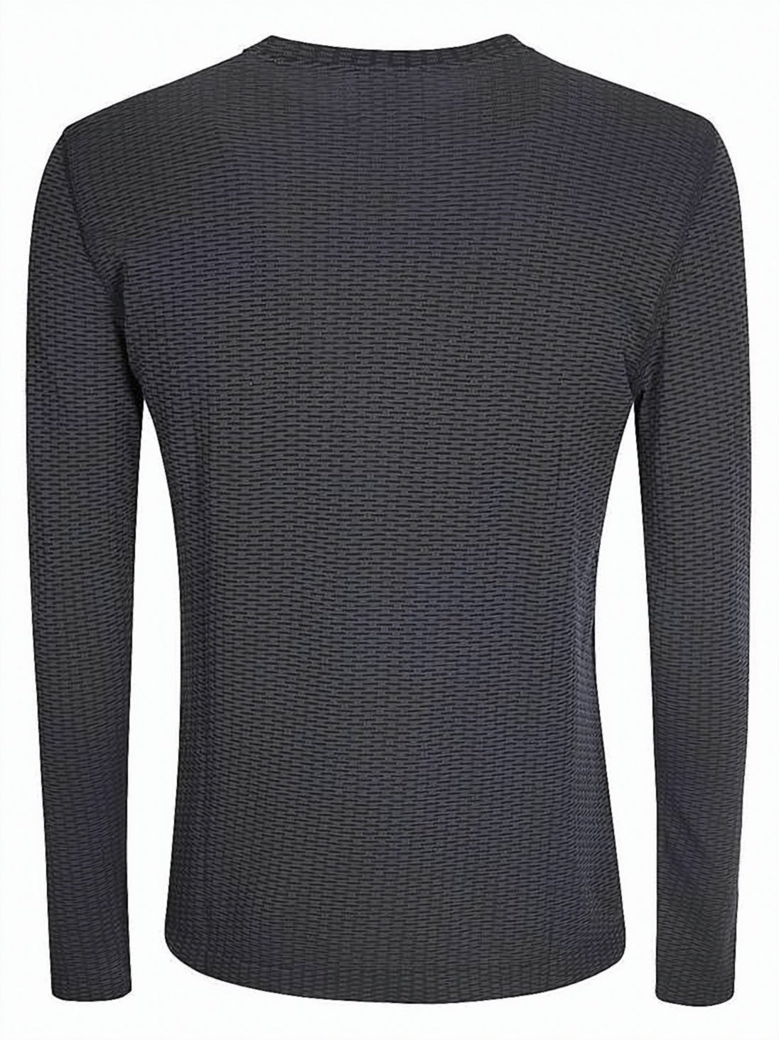 Black Long-Sleeve Fitted Textured Training Top