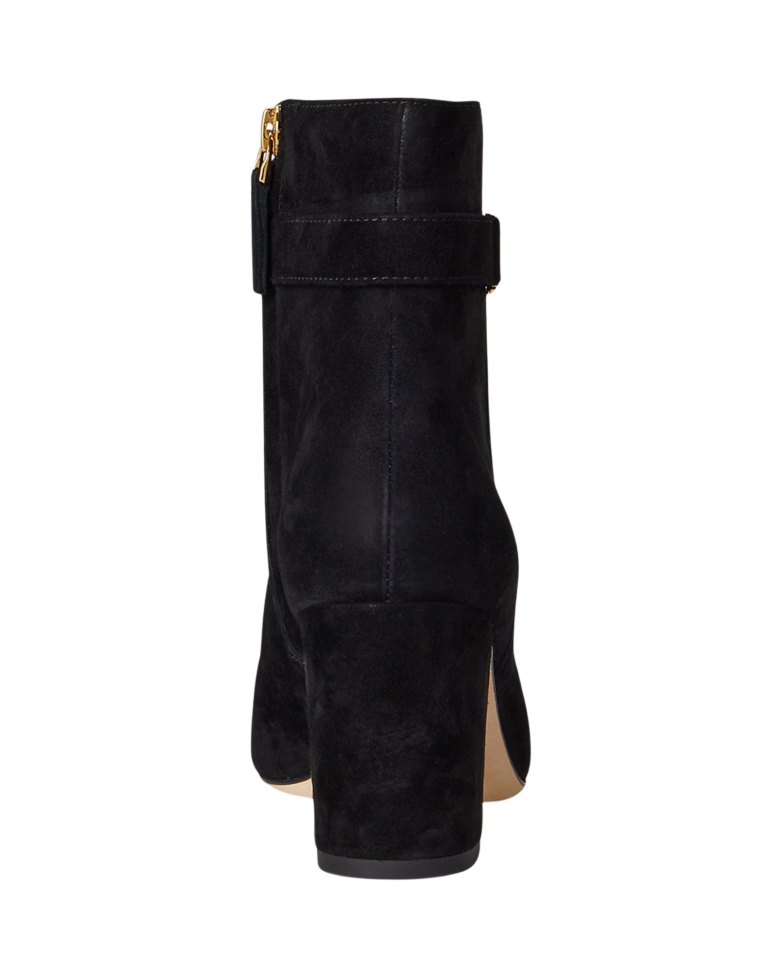 Elegant Black Ankle Boots With Gold-Tone Buckle