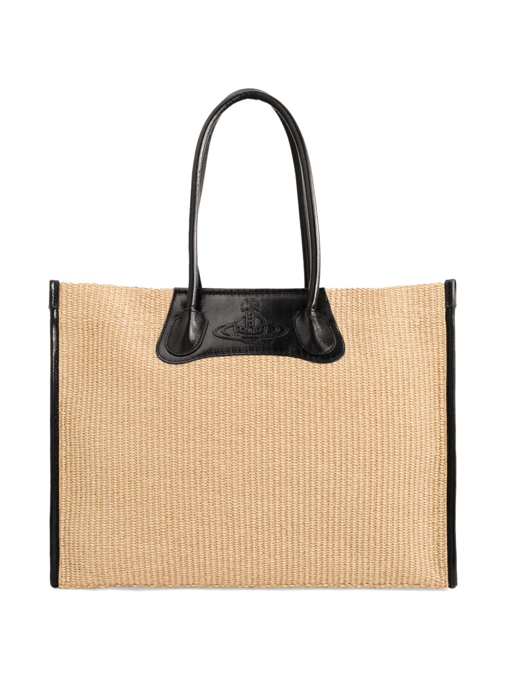 Beige Minimalist Grained Leather Top Bag