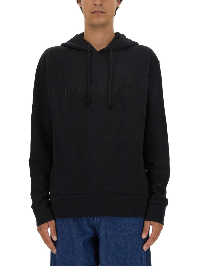 Relaxed Fit Black Hooded Sweatshirt