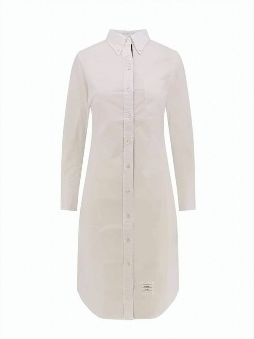 Classic Cotton Midi Dress with Button-Down Front