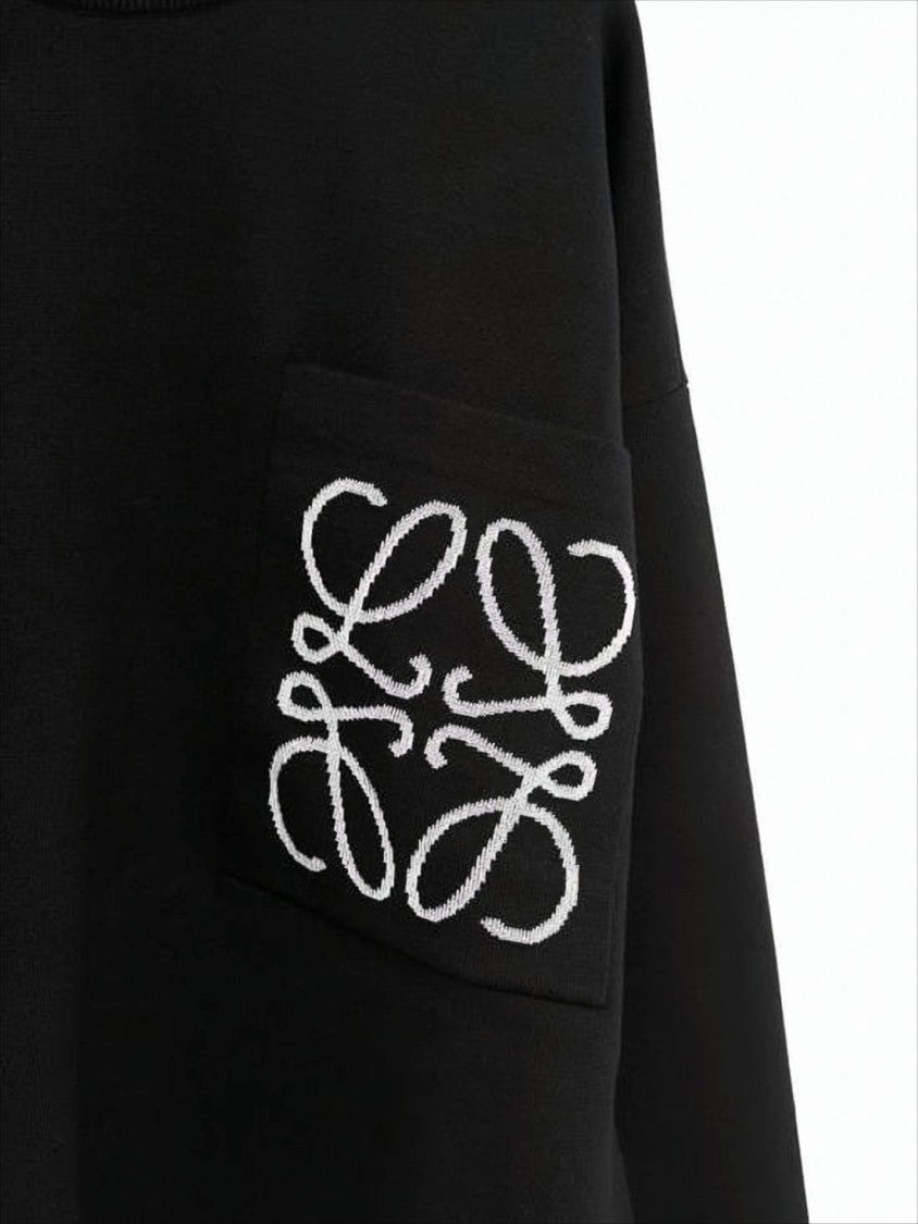 Relaxed-Fit Sweater With Embroidered Square Patch Pocket
