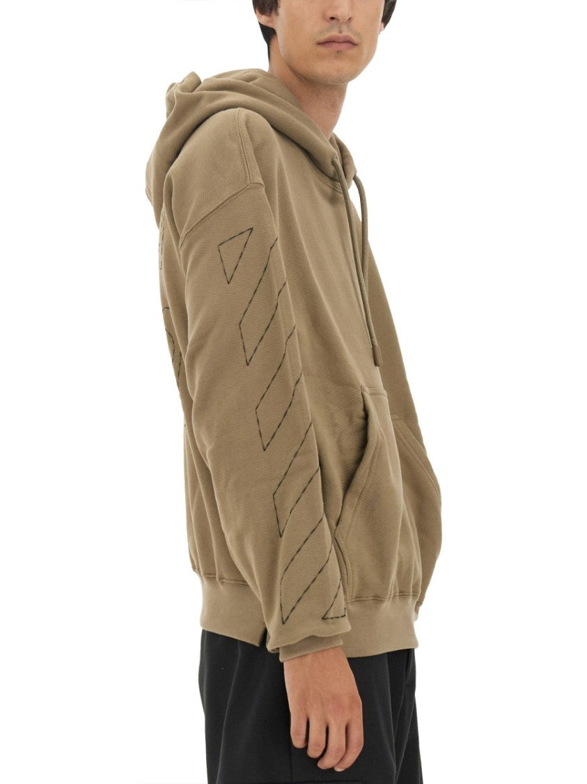 Oversized Sweatshirt With Arrow Embroidery And Hood