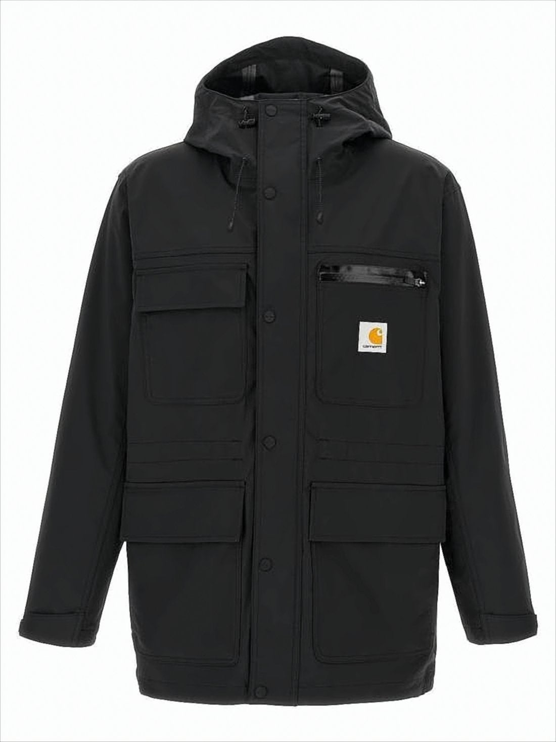 Matte Black Functional Jacket with Adjustable Cuffs
