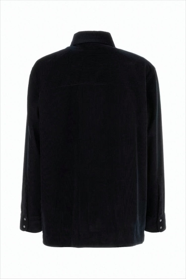 Boxy Black Jacket with Corduroy Texture
