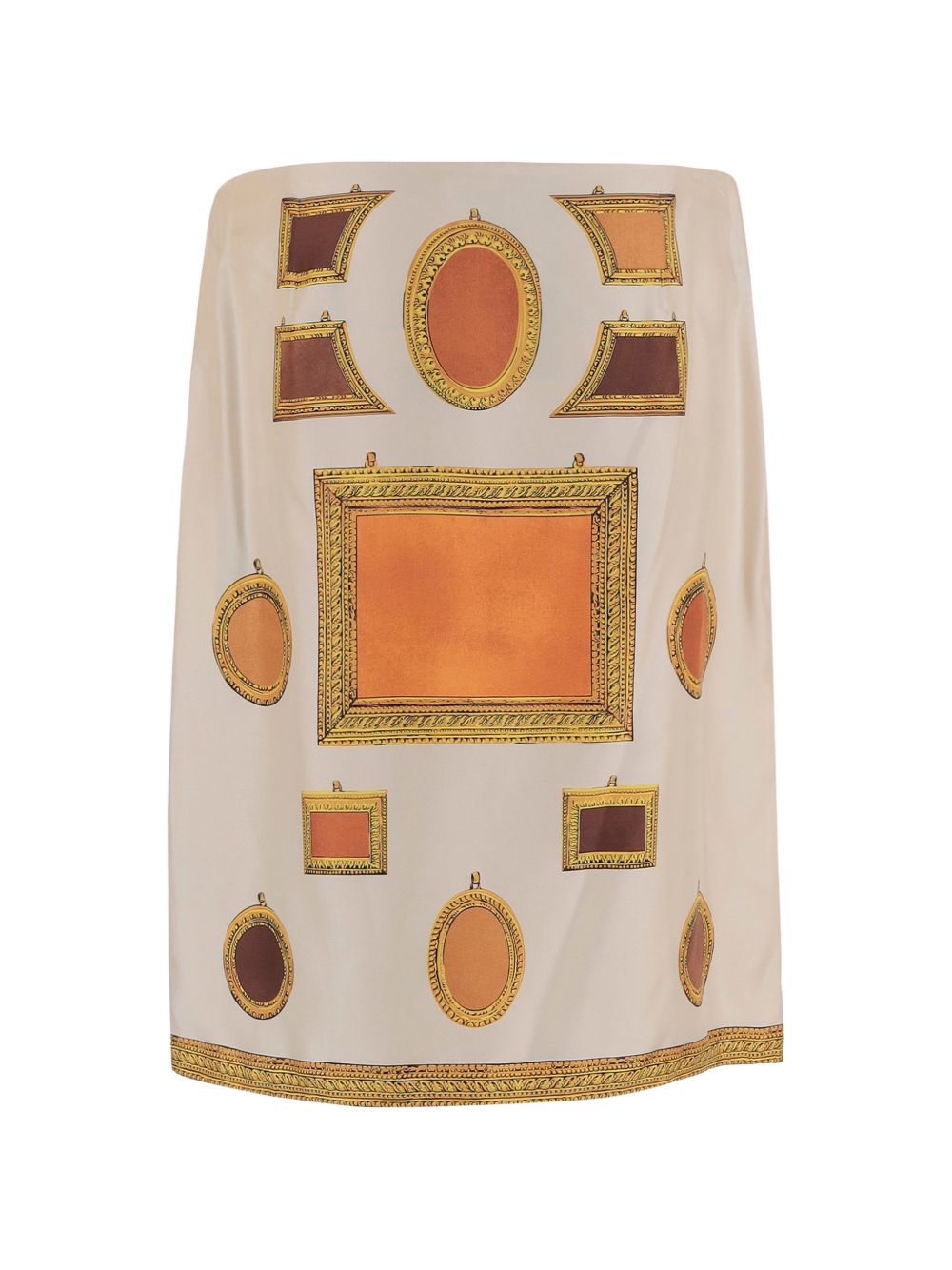 Silk And Nylon Blend Skirt With Ornate Picture Frame Print
