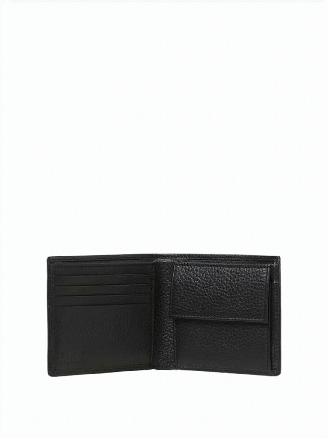 Black Textured Calf Leather Oval Emblem Wallet