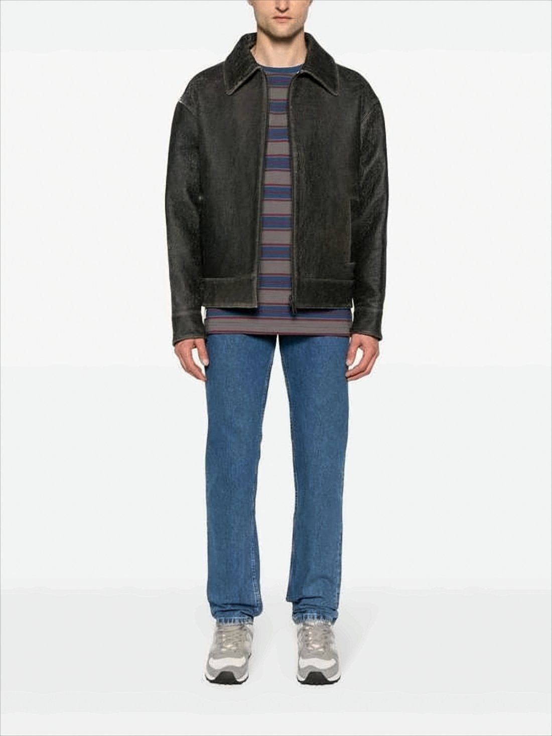 Classic Straight-Leg Denim Pants with Mid-Blue Wash