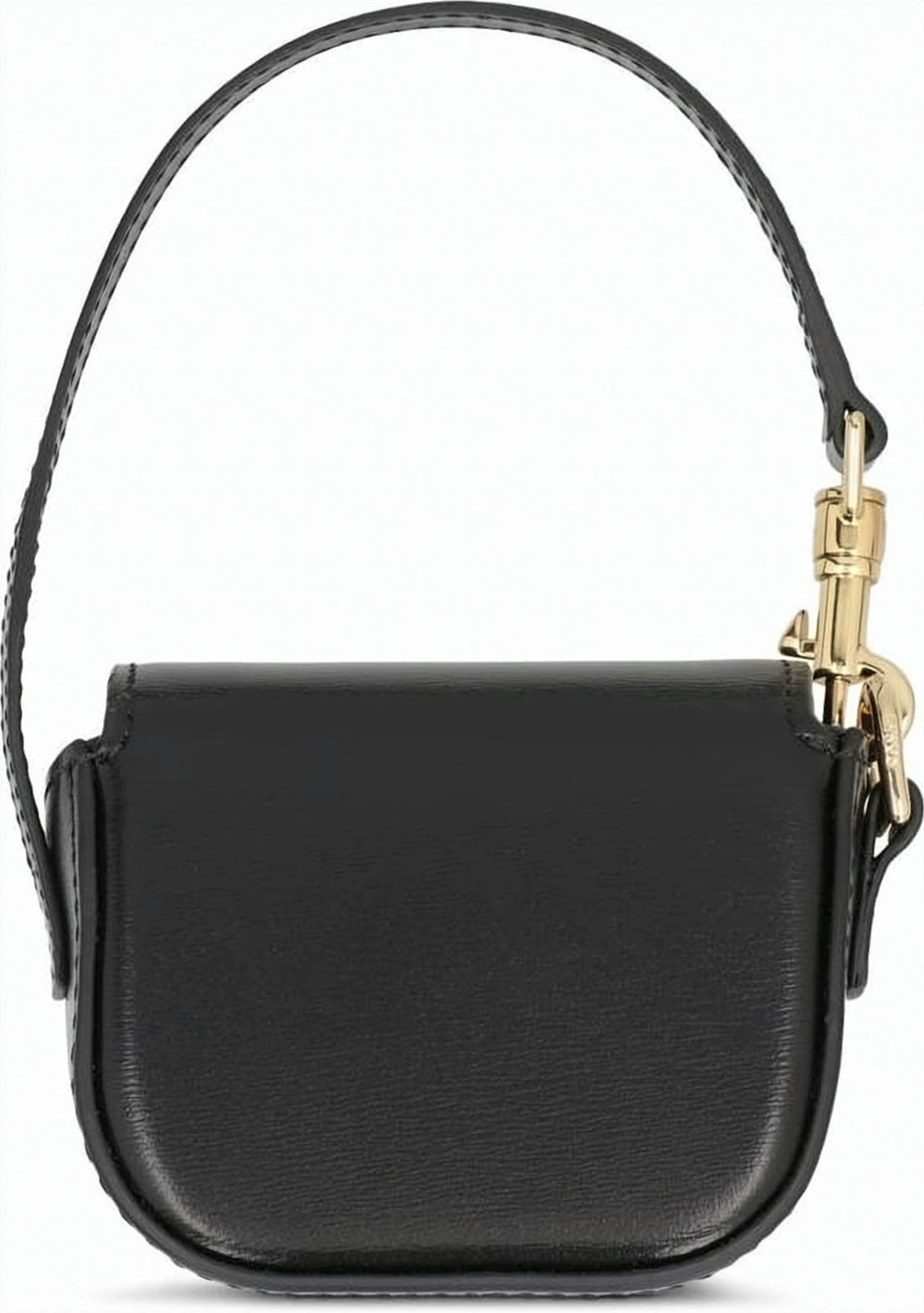 Structured Calf Leather Clutch with Gold-tone Clasp