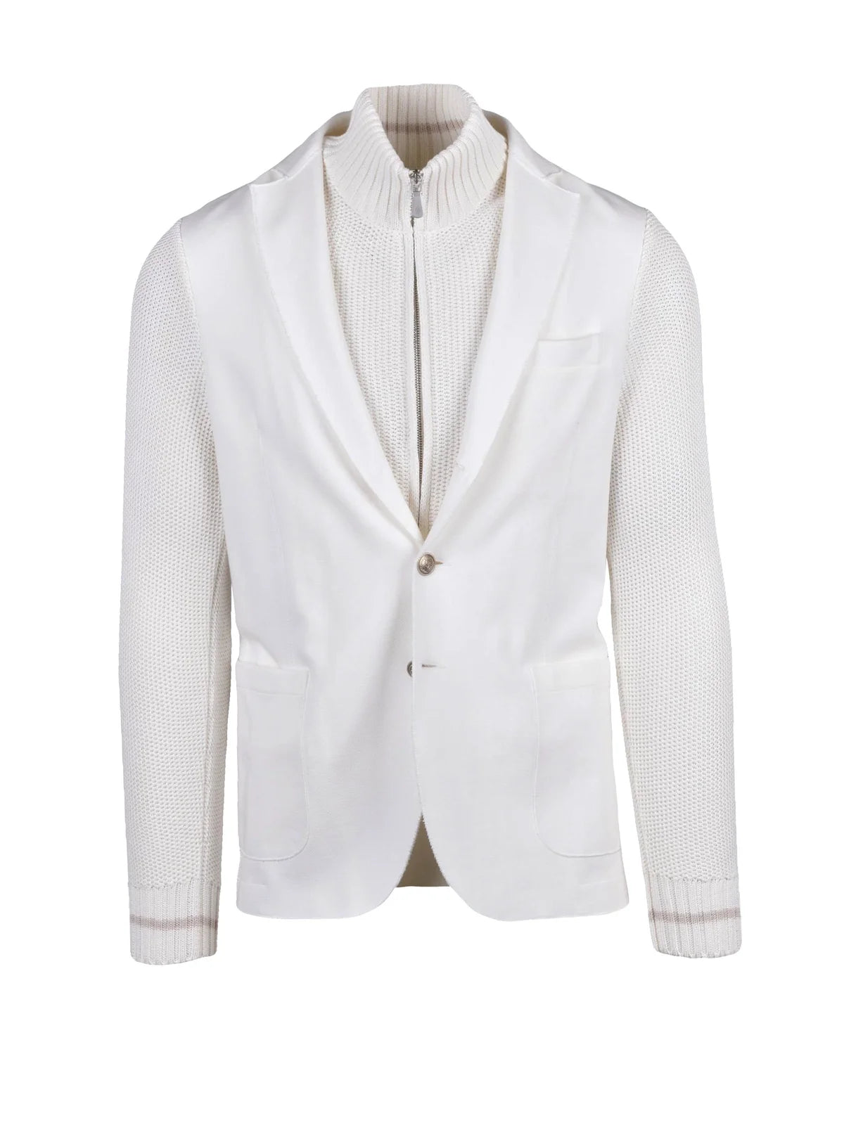 White Cotton Polyamide Elastane Blazer
