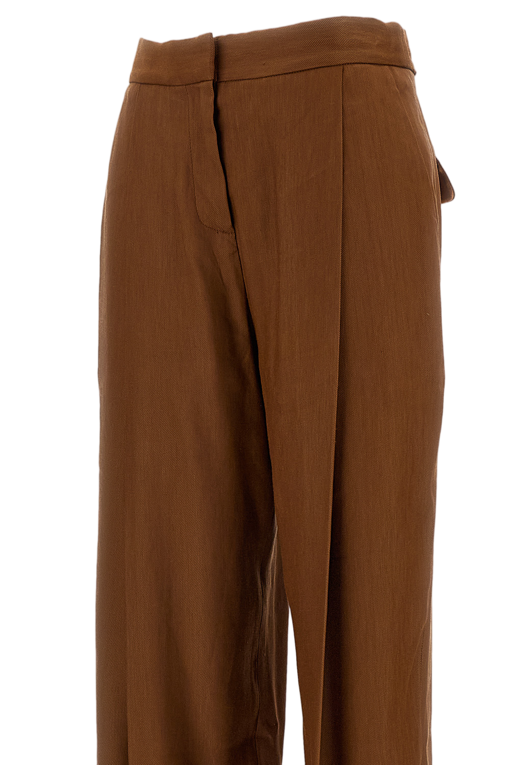 Tailored Brown Linen-Blend Trousers