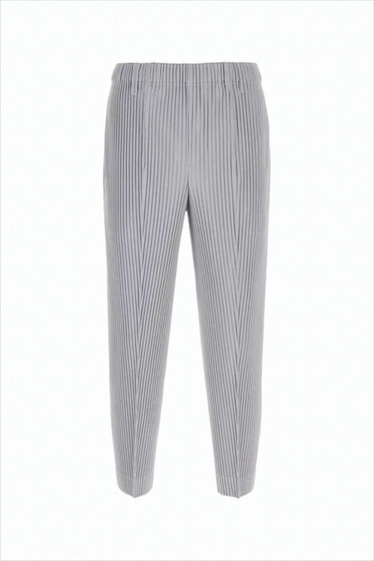Pleated Grey Jogger Pants With Tapered Fit