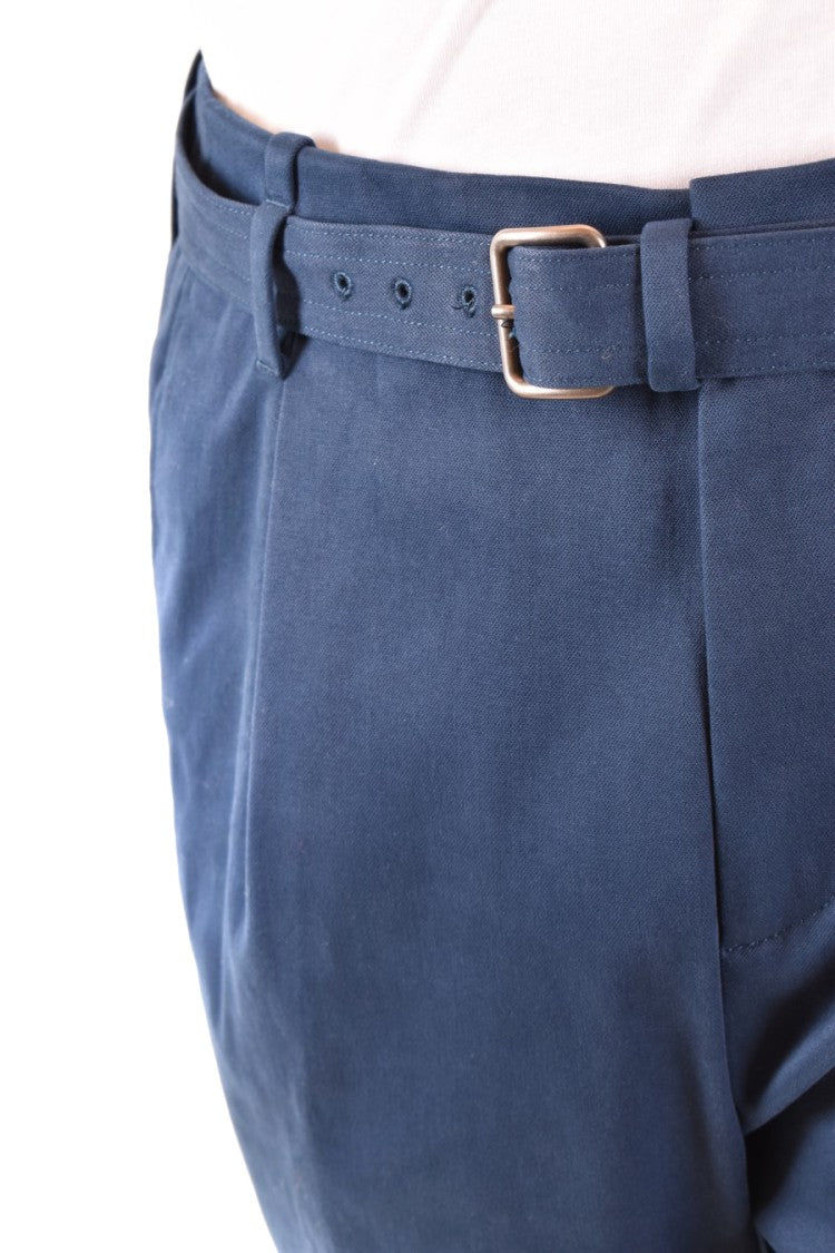 Relaxed Fit Blue Trousers With Tapered Leg